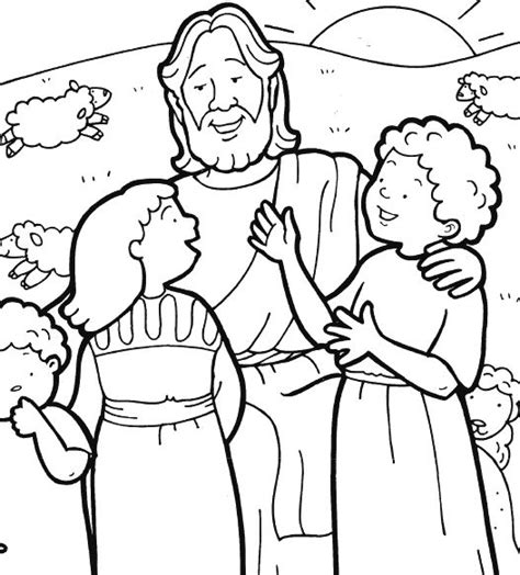 Jesus With Children Coloring Page At Free Printable