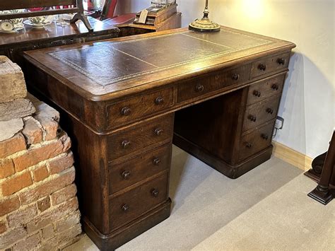 Victorian Oak Double Pedestal Desk The Antiques Warehouse The