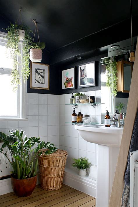 Collection by biggerthanthethreeofus • last updated 7 days a collection of bathroom inspiration that focuses on a modern bath aesthetic with lots of tile house tweaking bathroom themes boho bathroom diy bathroom bathroom closet small bathroom. My Boho Glam Black Bathroom Budget Refresh - Swoon Worthy ...