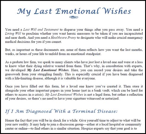 New Document Available To Denote Your Last Emotional Wishes Gary
