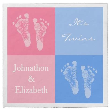 Its Twin Boy And Girl Cute Pink Baby Footprints Paper Napkins Zazzle