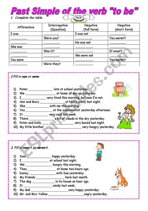 Simple Past Of The Verb To Be Esl Worksheet By Vickyvar