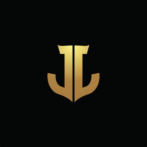 Jj Logo Monogram With Gold Colors And Shield Shape Design Template