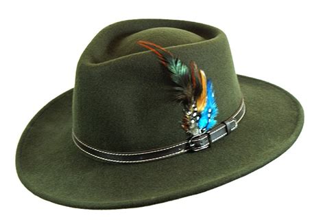 Green Wool Felt Outbacker Crushable Hat Denton Hats