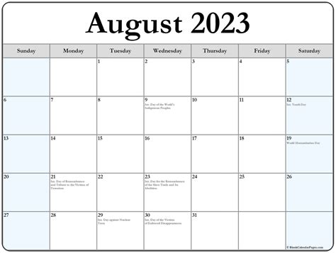 Blank Printable August Calendar Printable Blank World
