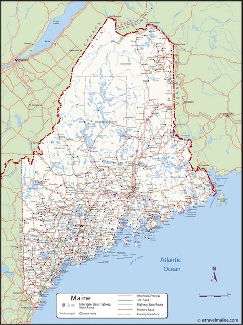 Large Detailed Map Of Maine With Cities And Towns