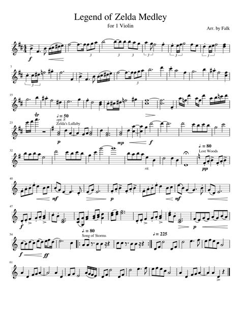 Legend Of Zelda Medley Violin Sheet Music For Violin Solo