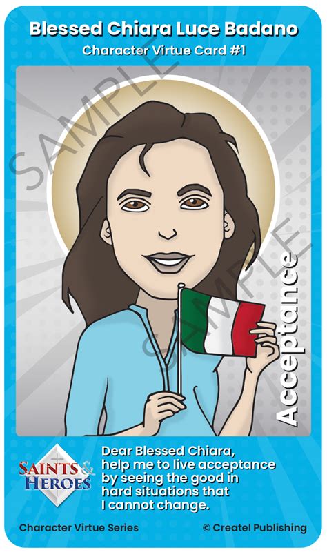 Blessed Chiara Luce Badano Character Virtue Card Createl Publishing