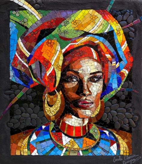 An African Woman By Carole Choucair Mosaic Tile Art Mosaic Stained Mosaic Artwork Stained