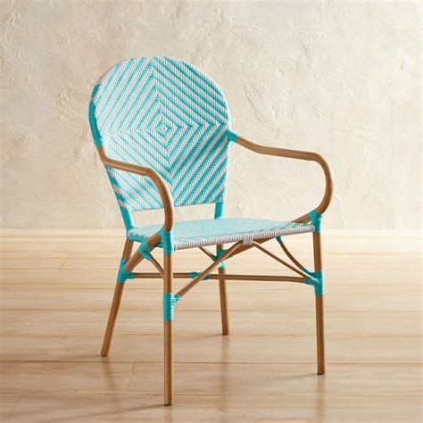 Turquoise Woven Bistro Chair Bistro Chairs Wicker Dining Chairs Chair