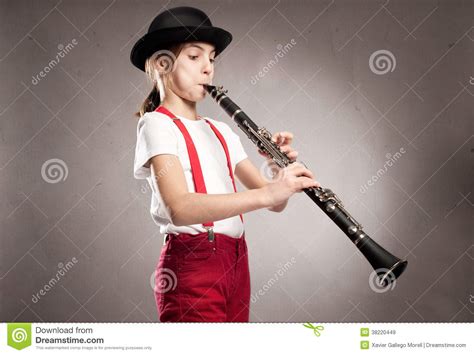Little Girl Playing Clarinet Stock Image Image Of Girl
