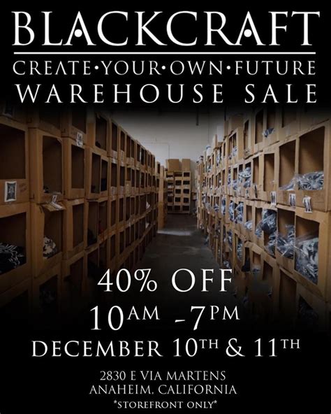 Blackcraft Warehouse Sale Los Angeles December 2016