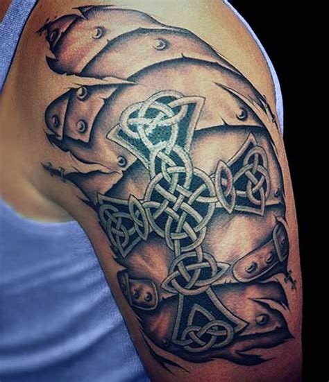 Some others might even include the cross tattoo design within another bigger tattoo design. Big Celtic style cross with medieval armor tattoo ...
