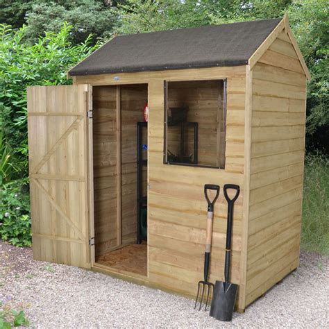 6x4 Reverse Apex Overlap Wooden Shed With Assembly Service Base