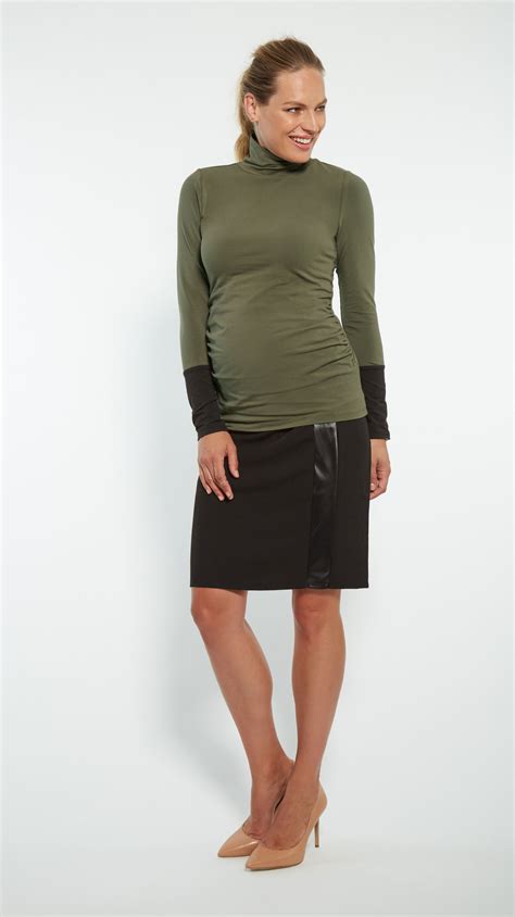 Faux Leather Stripe Maternity Skirt Stowaway Collection Maternity