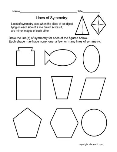 Worksheet Draw Lines Of Symmetry Elem Teaching Resources