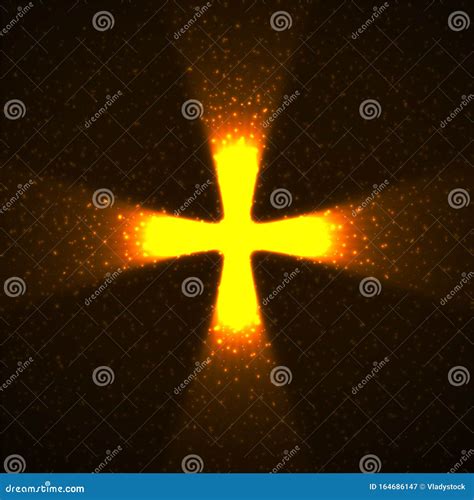 Abstract Shining Cross With Glowing Rays And Particles Religious