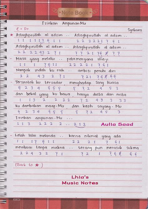 Kasih andai anganku bersuara berikut ini chord gitar dan lirik lagu rapsodi yang dibawakan oleh jkt48, dilengkapi dengan video klipnya. Not Angka : Syakura - Izinkan AmpunanMu | Aulia's World