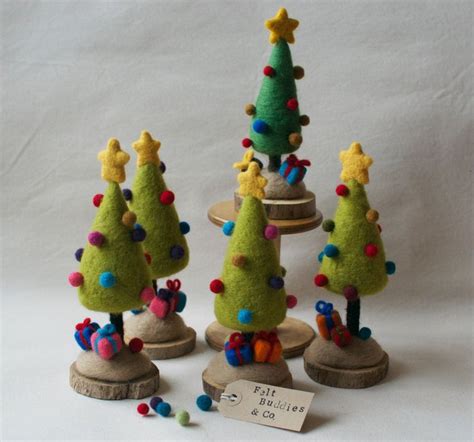 Mini Christmas Tree Needle Felted Home Decor Present Idea Light