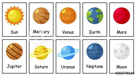 Solar System Cards For Learning Planets Educational Game