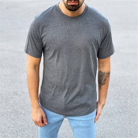 Men S Basic Round Neck T Shirt In New Gray