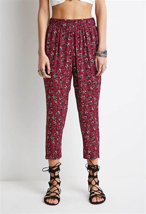 Forever 21 Paisley Print Pants In Purple Lyst