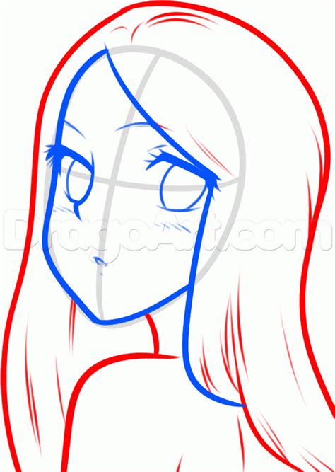 How To Draw A Simple Anime Girl Step 5 Anime Face Drawing Doodle