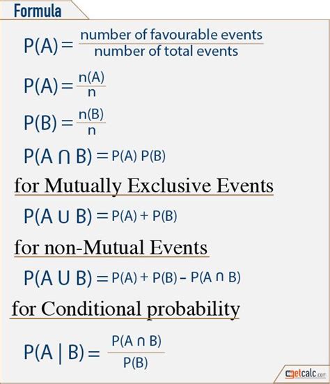 Probability Formula Used In The Context Of Statistics Probability