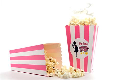 About To Pop Mommy Pink Personalized Baby Shower Popcorn Boxes Set