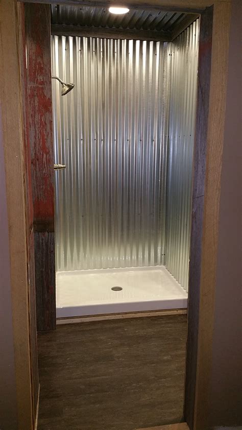 Galvanized Steel Shower Tiny House Bathroom Rustic Bathrooms