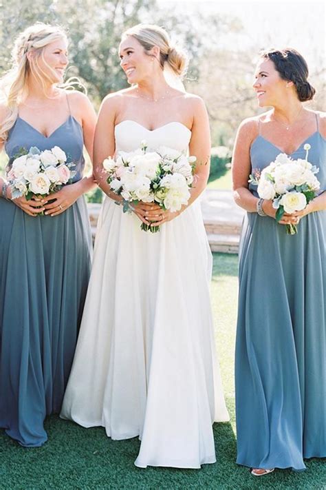 Dusty Blue 100 Angrila Bridesmaid Dress As Pictured Spaghetti Strap