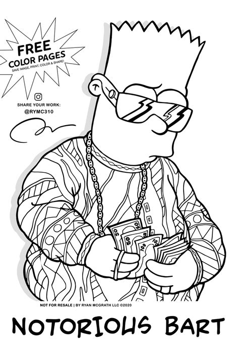 Goartsy Trippy Bart Simpson Coloring Pages