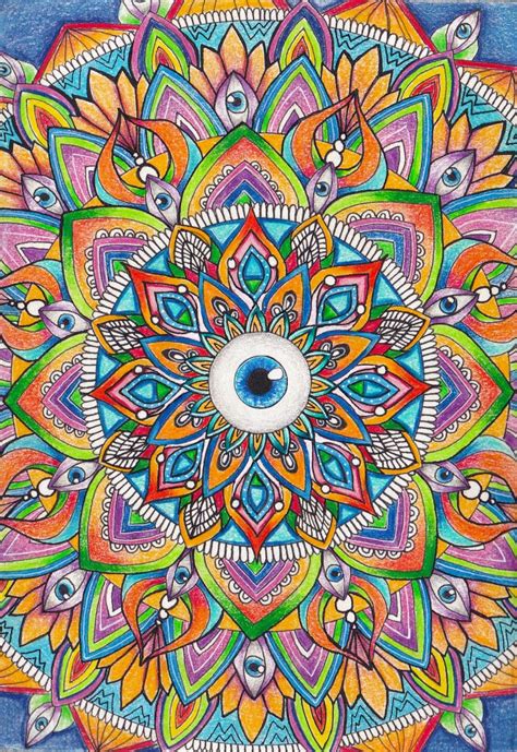 Eye Mandala Art Print Trippy Art Print Psychedelic Art Print Drawing