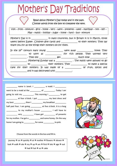 Mothers Day Traditions Free English Worksheets Mothers Journal