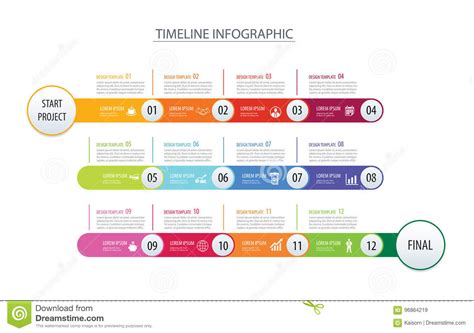 Infographic Timeline 1 Year Template Business Concept Arrowsvector Can