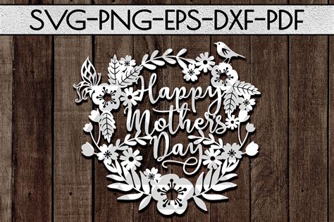 Happy Mothers Day Svg Cutting File Home Decor Papercut Dxf Pdf By