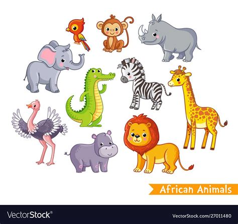 Set With African Animals A Collection Of Vector Image On Vectorstock