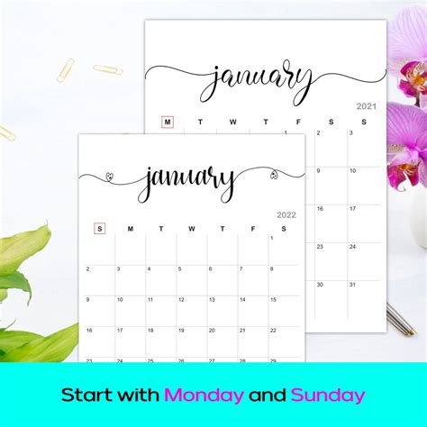 Printable Calendar 2021 2022 Planner Calendar Planner Etsy