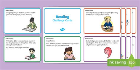 guided reading challenge cards book tasks printable