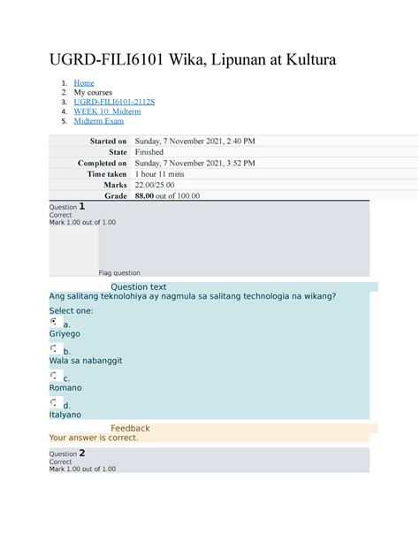 Fili Midterm Exam Ugrd Cydytd Ugrd Fili Wika Lipunan At