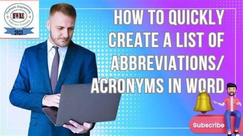 How To Quickly Create A List Of Abbreviationsacronyms In Word Youtube