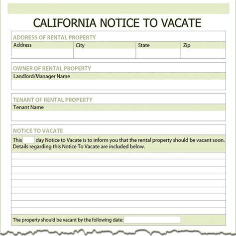 30 Days To Vacate Texas Form Free 5 Sample 30 Day Notice To Vacate