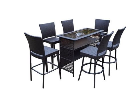 Oakland Living Elite All Weather Resin Wicker 7 Pcs Bar Set With 2