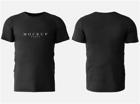 761 Black T Shirt Template Front And Back Psd Popular Mockups