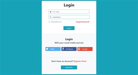 Bootstrap 4 Login Form With Social Icons Example