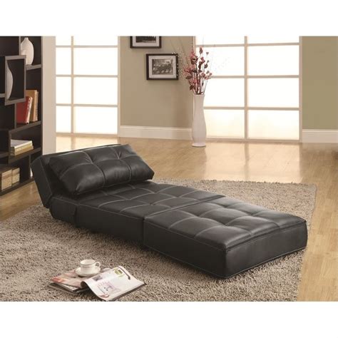 Molina floket gray convertible chair. Coaster Faux Leather Convertible Chair in Black - 300173