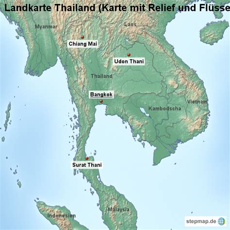 Almost every capital city in the world has at least one thai restaurant. Landkarte Thailand (Karte mit Relief und Flüssen) von ...
