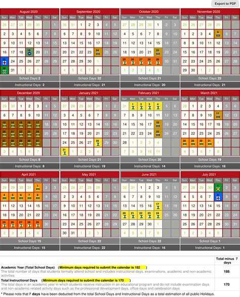 Dubai Modern Education School Academic Calendar 2020 2021