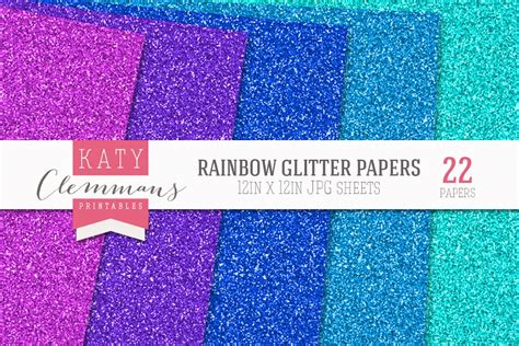 Rainbow Glitter Papers Bumper Pack Custom Designed Textures