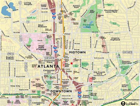 Midtown Atlanta Map Map Of Midtown Atlanta United States Of America